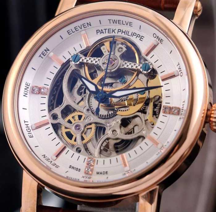 個性的なデザイン  2016 Patek Philippe パテックフィリップ 透かし彫りムーブメント 男性用腕時計 5色可選