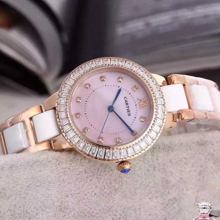 2016 CARTIER カルティエ サイズ豊富 ダイヤベゼル 女性用腕時計 32mm 5色可選