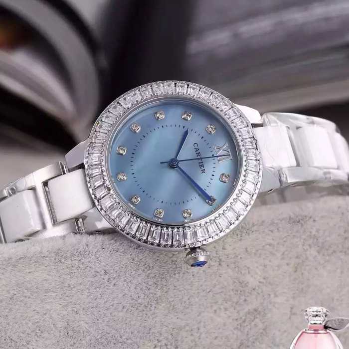 2016 極上の着心地 CARTIER カルティエ ダイヤベゼル 女性用腕時計 32mm 5色可選