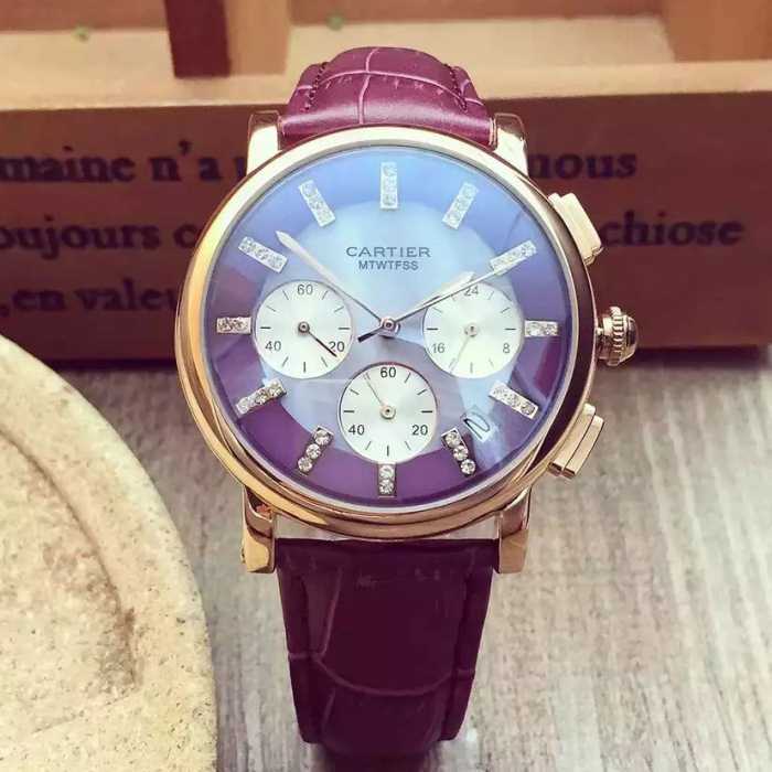 2016 CARTIER カルティエ 高級感ある 6針クロノグラフ 日付表示 女性用腕時計 5色可選