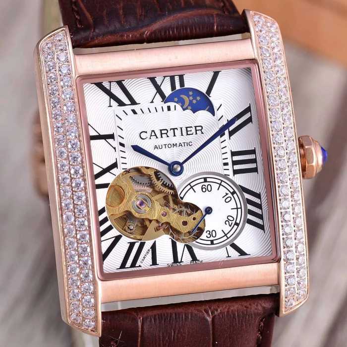 着心地抜群 2016 CARTIER カルティエ 透かし彫りムーブメント 男性用腕時計 多色選択可