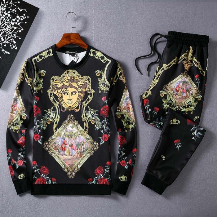 個性的なデザイン 2016秋冬 ヴェルサーチ VERSACE プルオーバーパーカー 上下セット 迷彩総柄