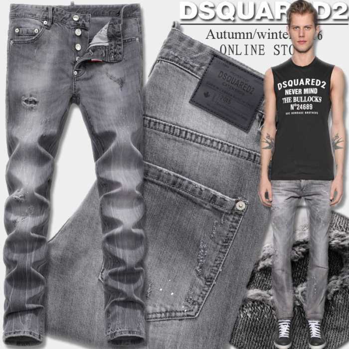 スタイリッシュな印象 2016秋冬 ディースクエアードDSQUARED2  ユーズド加工 ジーンズ