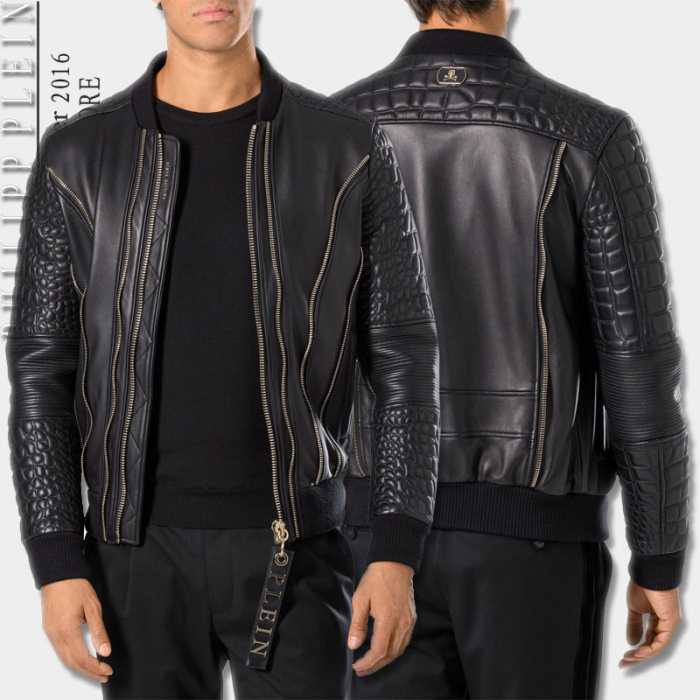 SALE!今季 2016秋冬 フィリッププレインPHILIPP PLEIN  フェイクファー製のコート レザーブルゾン
