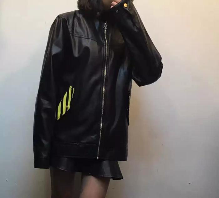 2016-17上質 Off-White オフホワイト 革ジャケット男女兼用 src=