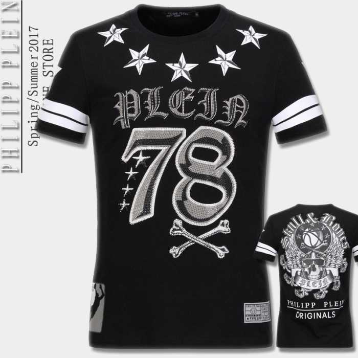 派手 ：比较华丽的 2017春夏 フィリッププレイン PHILIPP PLEIN 半袖Tシャツ 2色可選